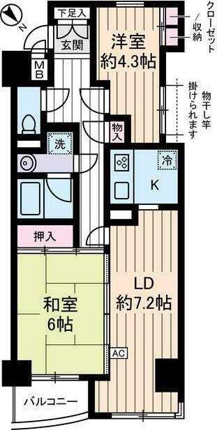 リリエンベルグ壱番館(2LDK/3階)の間取り写真