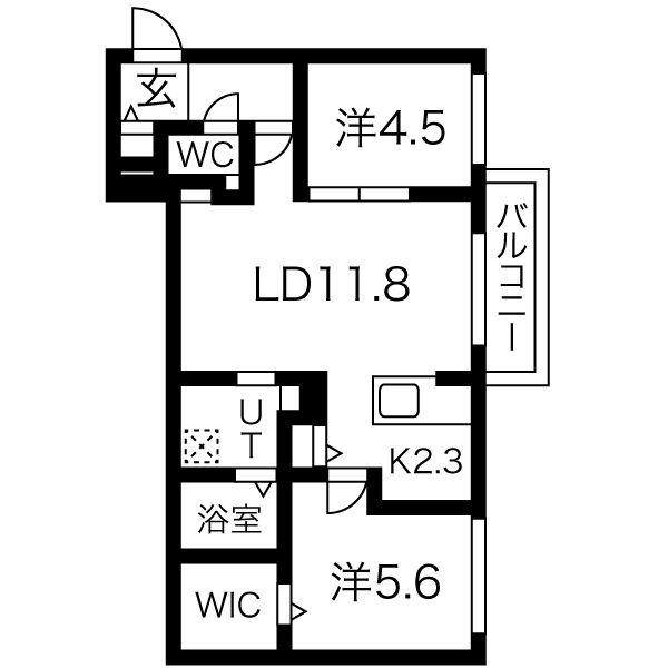 ブランシャール円山医大前(2LDK/3階)の間取り写真