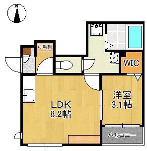 LILA城野(1LDK/1階)の間取り写真