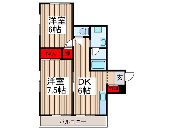 サニーコート長谷川(2DK/3階)の間取り写真