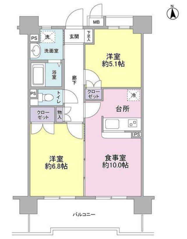 KDXレジデンス上北沢(2LDK/5階)の間取り写真