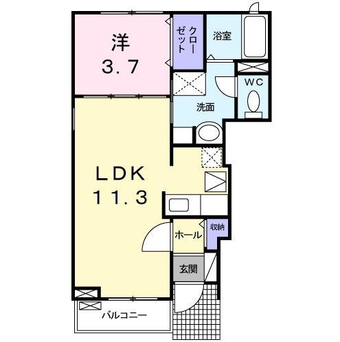 ブライトンハウス(1LDK/1階)の間取り写真