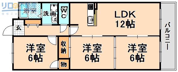 シャンボール東野(3LDK/1階)の間取り写真