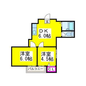 グレースガーデンI(2DK/7階)の間取り写真