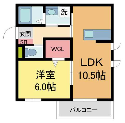 カーサビアンカ(1LDK/1階)の間取り写真