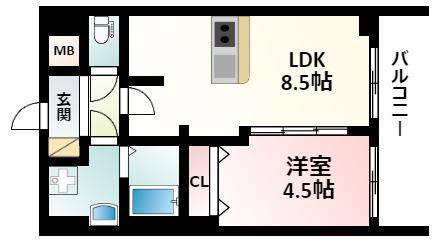 プレサンス新大阪ザシティ(1LDK/12階)の間取り写真