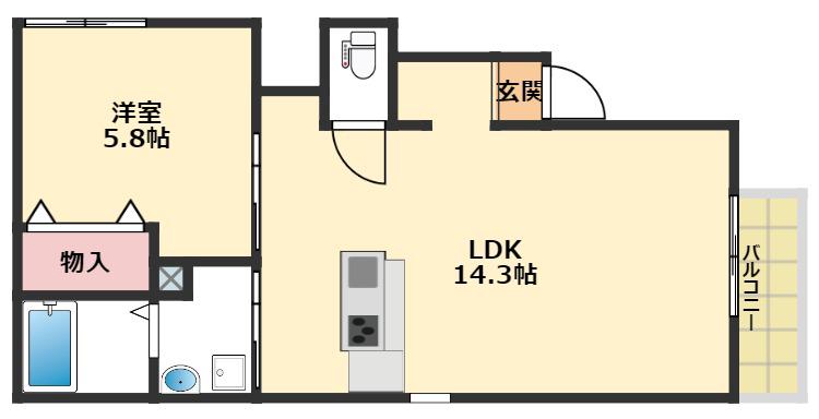 ブロンテ東加古川II(1LDK/2階)の間取り写真