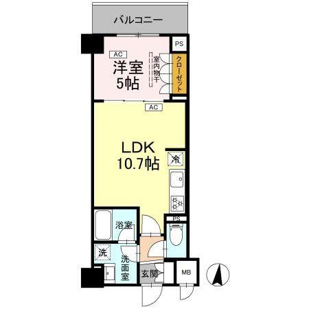 ロイジェント潮見(1LDK/3階)の間取り写真