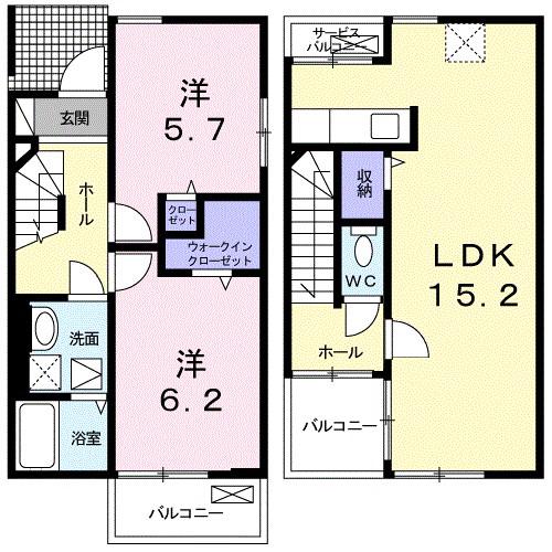 アンジュジェルメ(2LDK/1階)の間取り写真