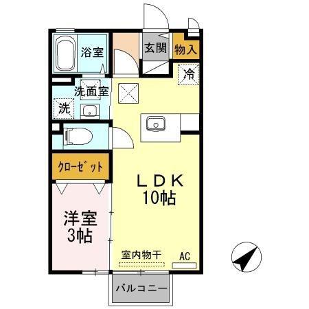 モナリエ松浜(1LDK/1階)の間取り写真