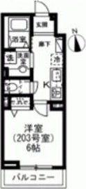 ルミエールM(1K/2階)の間取り写真