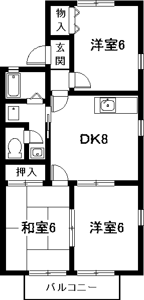セジュール中井(3DK/2階)の間取り写真