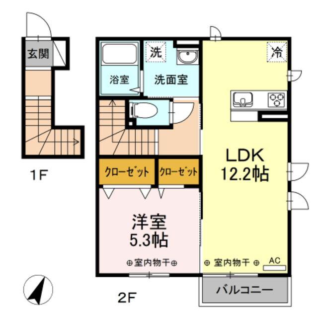 グリーンルーム湘南(1LDK/2階)の間取り写真