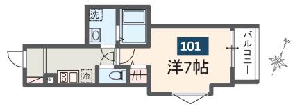 MELDIA長沼Ⅱ(1K/1階)の間取り写真