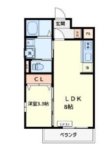 アバンテ向島(1LDK/3階)の間取り写真