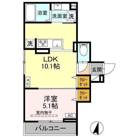 セレスティア上十条(1LDK/2階)の間取り写真