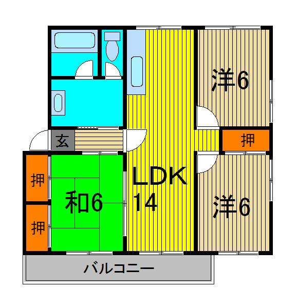 ジョイフルコート(3LDK/2階)の間取り写真