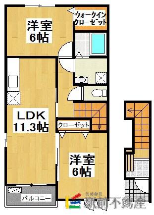 ヴィオラ・カーサE棟(2LDK/2階)の間取り写真