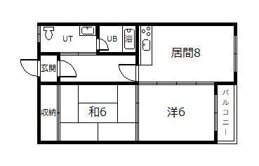 エステート宮下26C(2DK/2階)の間取り写真