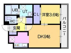 グレースカナリア(1LDK/7階)の間取り写真