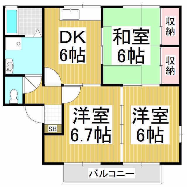 メゾンアヴェールA・B(3DK/1階)の間取り写真