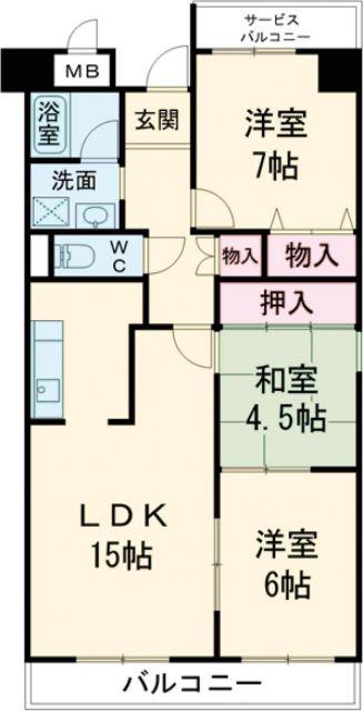 グランデパイース(3LDK/3階)の間取り写真