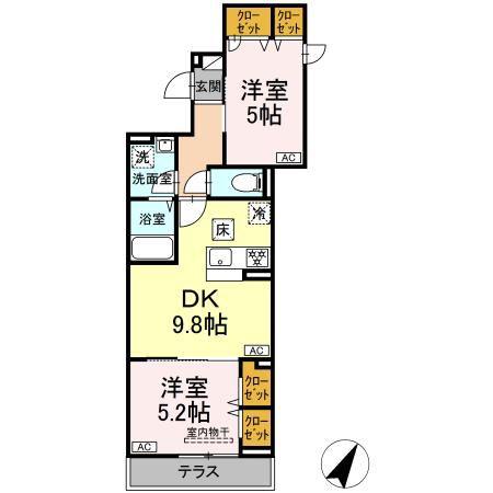 セレスティア柴又VII(2DK/1階)の間取り写真