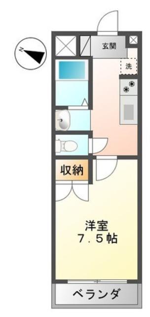 ソレイユ・エス(1K/2階)の間取り写真