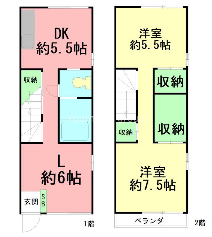 湘南台グリーンテラス(3DK/2階)の間取り写真
