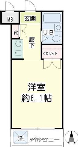 ベルライト能見台(ワンルーム/3階)の間取り写真