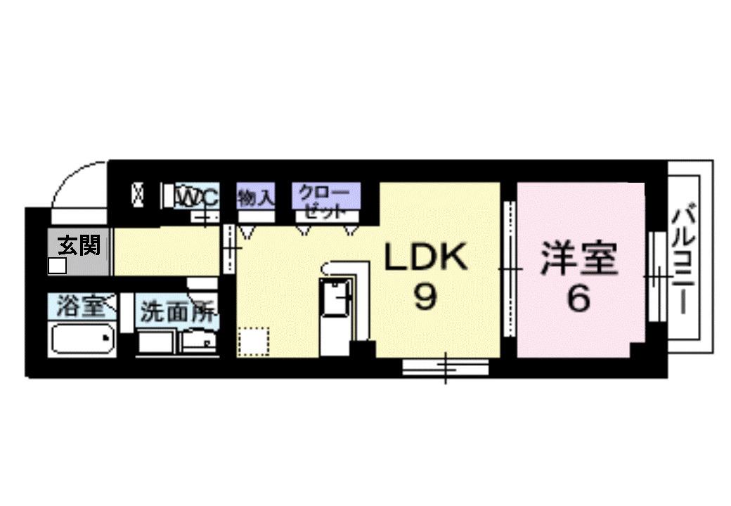 エスポワール古川(1LDK/2階)の間取り写真