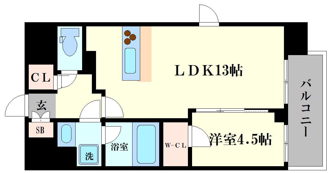 SPLENDIDE NAMBAIII(1LDK/11階)の間取り写真