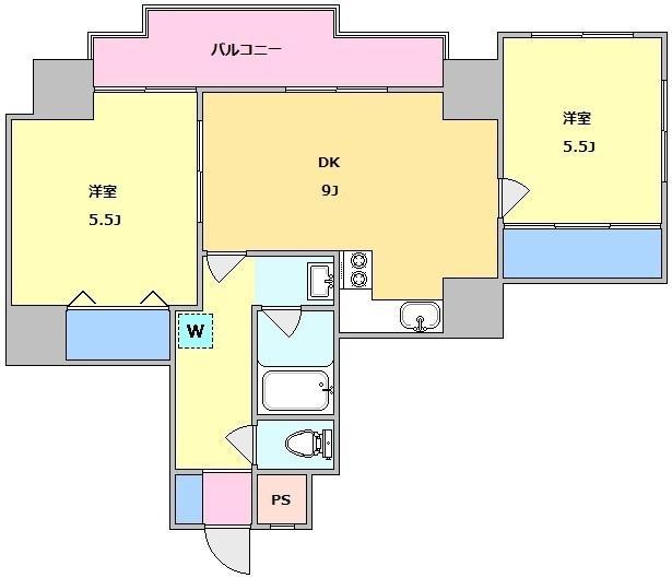 グランドメゾン駒沢(2DK/7階)の間取り写真