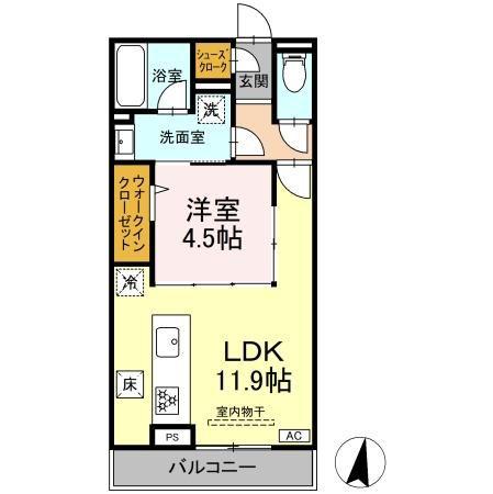 フォーティスMGH(1LDK/1階)の間取り写真