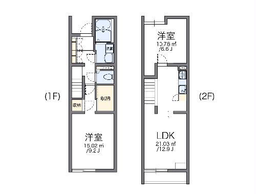 レオパレスコヅチI(2LDK/1階)の間取り写真