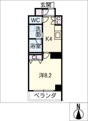 パークレジデンス吹上(1K/6階)の間取り写真