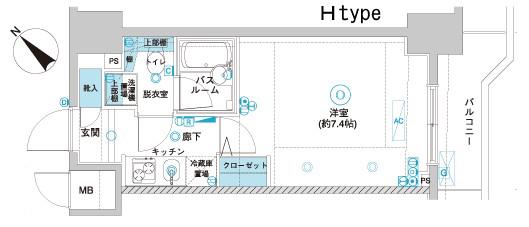 フェニックス横濱関内BAY GAIA(1K/6階)の間取り写真