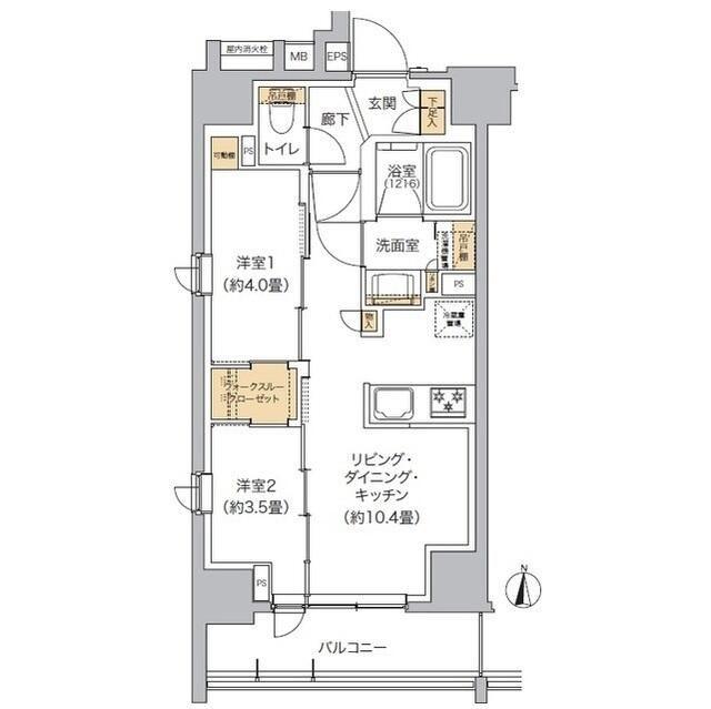 リビオメゾン東池袋(2LDK/9階)の間取り写真