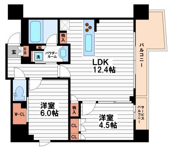 STANDZ四天王寺夕陽丘(2LDK/10階)の間取り写真