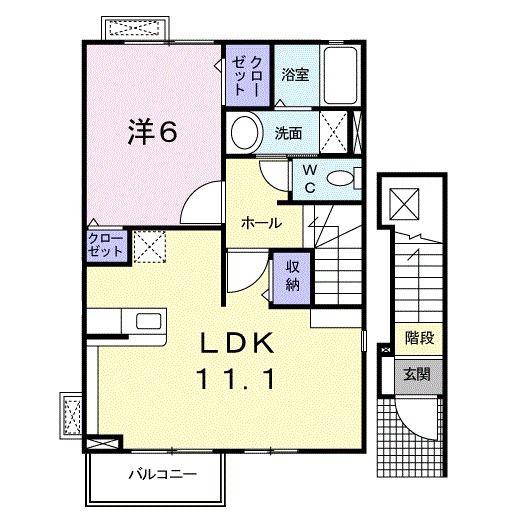 アユタシス南川(1LDK/2階)の間取り写真