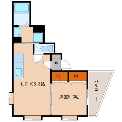 すえひろヒデンビル(1LDK/4階)の間取り写真
