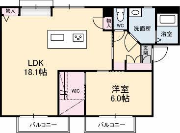 グランジュール中山台A棟(1LDK/1階)の間取り写真