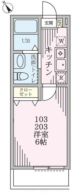 ベルゾーネ八城(1K/1階)の間取り写真