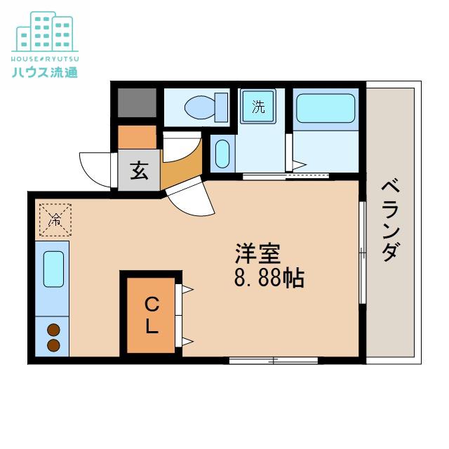 ニューコンフォート平野町(ワンルーム/2階)の間取り写真