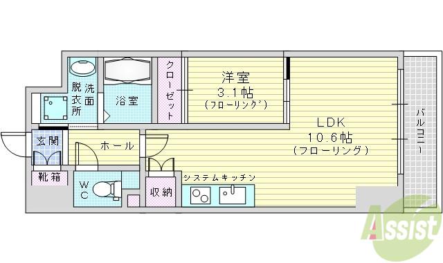 メセナ緑地公園(1LDK/2階)の間取り写真