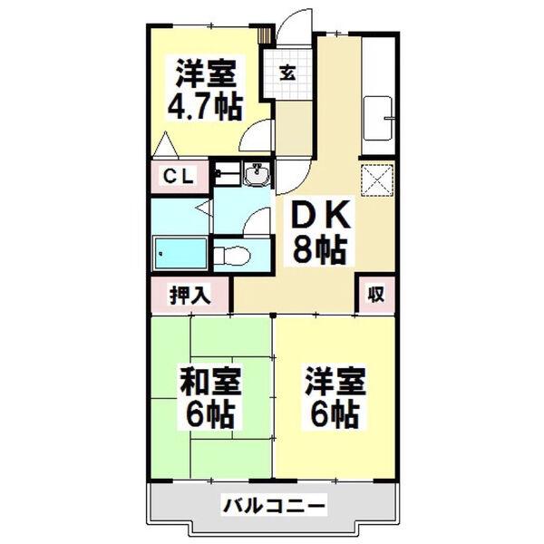 ツイン青山 北館(3DK/1階)の間取り写真