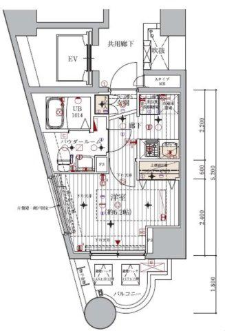 メインステージ北千住II(1K/11階)の間取り写真