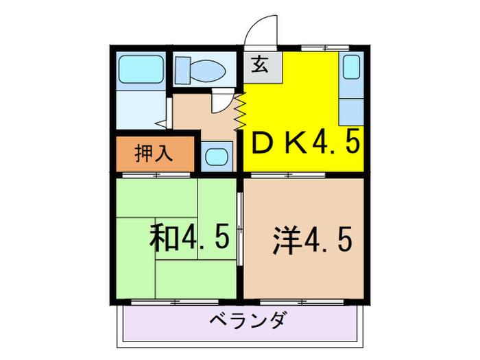 岡本ハイツ(2DK/2階)の間取り写真