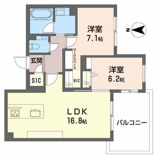 地下鉄桜通線 桜山駅 徒歩4分 4階建 築3年(2LDK/1階)の間取り写真