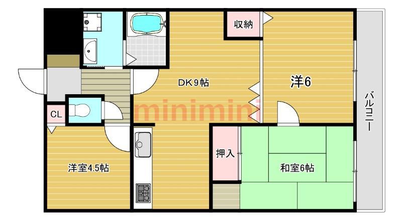 シャインヒル郡家(3DK/2階)の間取り写真